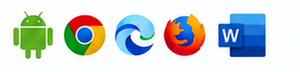 Android، Chrome، Edge، Firefox و Word