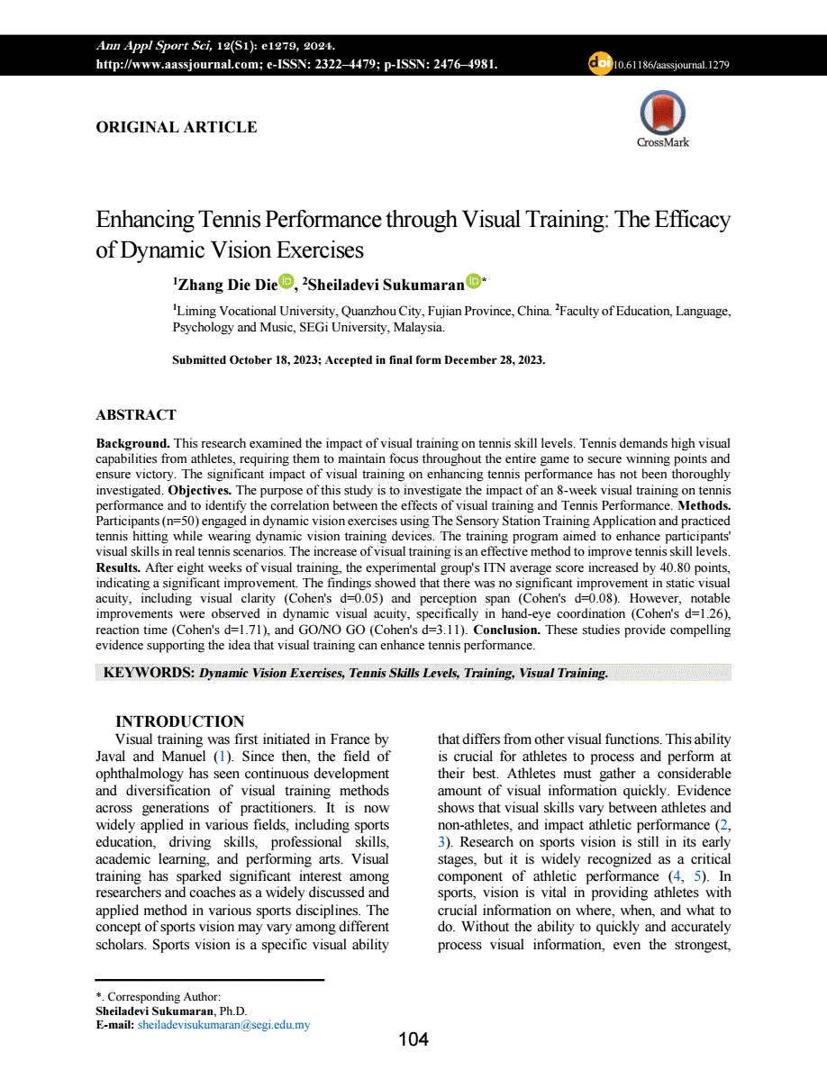 Visual Training Example.pdf Enhancing Tennis Performance through Visual Training: The Efficacy of ...